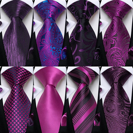 Luxury Purple Paisley Silk Tie Set for Men – 8cm Gift Set The Clothing Company Sydney