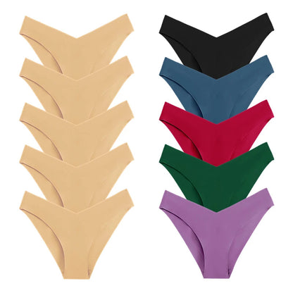10 Pack Women's Seamless Panties V-Type Drop Waist Female Underwear Ice Silk Underpants Briefs The Clothing Company Sydney