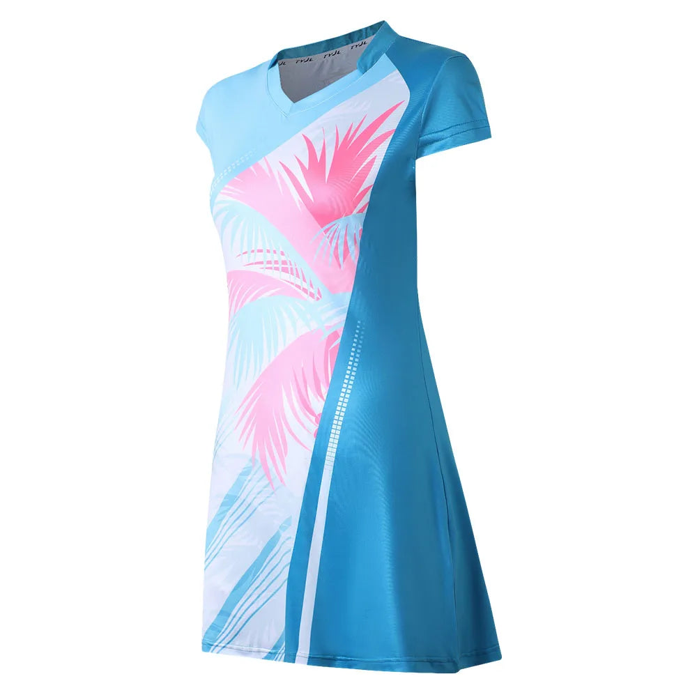 Women's Tennis Dress With Separate Shorts Short Sleeve Print Table Tennis Badminton Inner Shorts Gym Sports Dress The Clothing Company Sydney