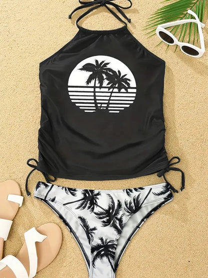 2 Piece Print Tankini Set Tied Halter Swimsuit Women Swimwear Summer Backless Beach Bathing Suit Bikii The Clothing Company Sydney