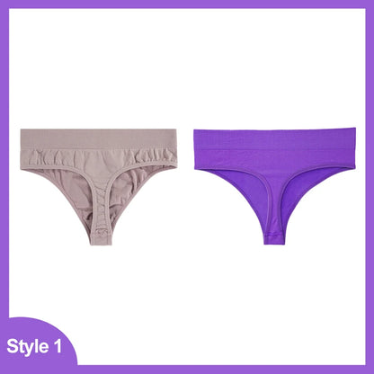 2 Pack Seamless Women Pantys Thongs High Waist Soft Underwear Solid Colors Breathable G-String The Clothing Company Sydney