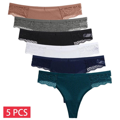 5 Piece Set Cotton Mix Panties G-String Womens Lingerie Thong Intimate Underwear The Clothing Company Sydney
