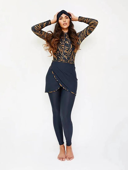 3 Piece Swimwear Women Full Length Patchwork Long Sleeves Sports Bathing Suit Quick Drying Swimsuit The Clothing Company Sydney