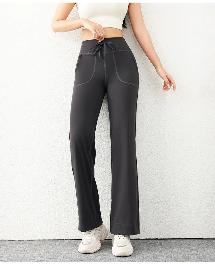 Women's Casual Loose Straight Running Sweatpants Wide Leg Drawstring Design With Side Pockets Leggings Yoga Pants The Clothing Company Sydney
