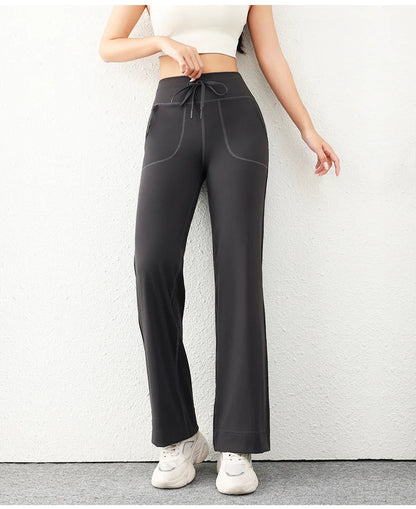Women's Casual Loose Straight Running Sweatpants Wide Leg Drawstring Design With Side Pockets Leggings Yoga Pants The Clothing Company Sydney