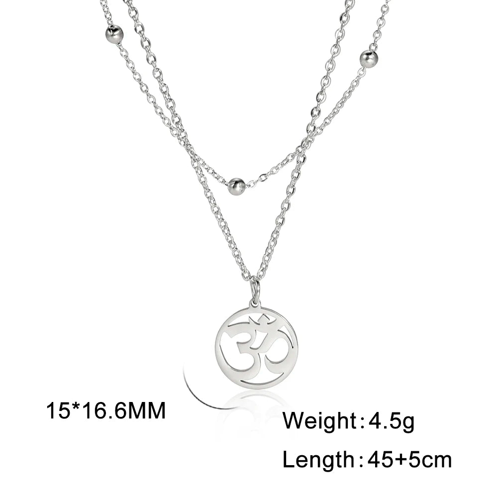 Hindu Yoga Om Aum Necklace For Men Women Amulet Stainless Steel Jewellery Shiva Accessories - The Clothing Company Sydney