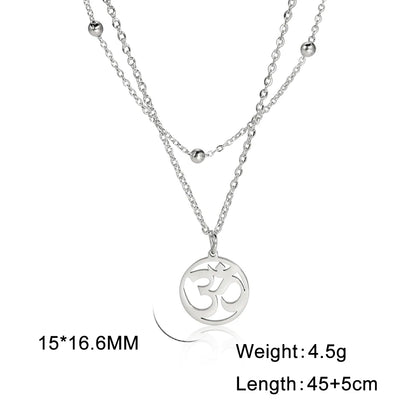 Hindu Yoga Om Aum Necklace For Men Women Amulet Stainless Steel Jewellery Shiva Accessories - The Clothing Company Sydney