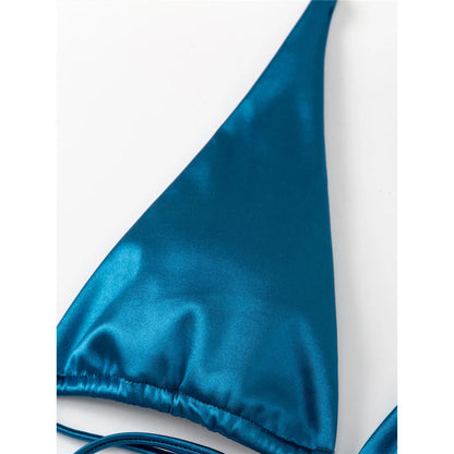 2 Piece Halter Satin Brazilian Bikini Swimwear Swimsuit Two piece Bikini set Bather Bathing Suit - The Clothing Company Sydney