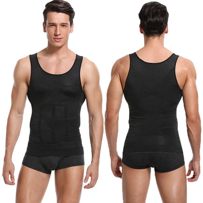 Men's Body Shaper Vest Shirt Abs Gym Workout Compression Tank Top Sleeveless Shapewear - The Clothing Company Sydney