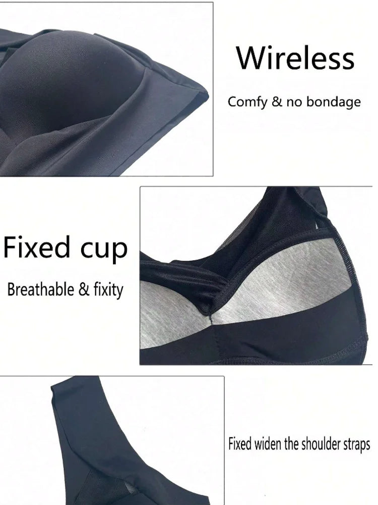 2 Pack Women's Lace Plus Size Seamless Bra Bralette Backless Brassiere Vest Female Gather Shock-Proof Wireless Sports Bra The Clothing Company Sydney