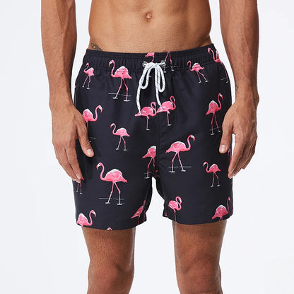 Summer Mens Swim Shorts Beach Quick Dry Printing Swimsuit Plus Size Mesh Liner Surfing Gym Board Shorts