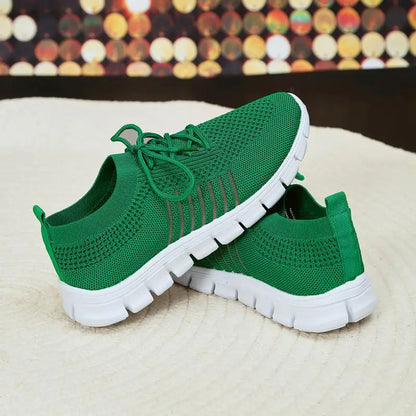 Mesh Breathable Soft Sole Sneakers Lightweight Non-Slip Running Walking Casual Lace Up Flats Shoes - The Clothing Company Sydney