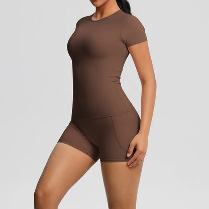 Workout Sportswear 2 Piece Piece Female Yoga Shirt Push Up Workout Clothes Outdoors Sport  High Waist  Fitness Sport Shorts - The Clothing Company Sydney