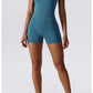 Summer Yoga Suit Women's Short One Piece Short Sleeve Gym Push Up Training Fitness Yoga Bodysuit Sportswear Outfit The Clothing Company Sydney