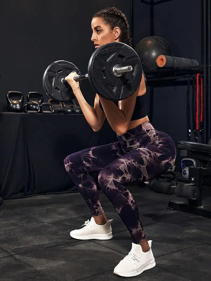 Hip Lifting Seamless Fitness Gym Leggings Tie-Dye Yoga Pants Women's Exercise Tights High Waist Workout Pants - The Clothing Company Sydney