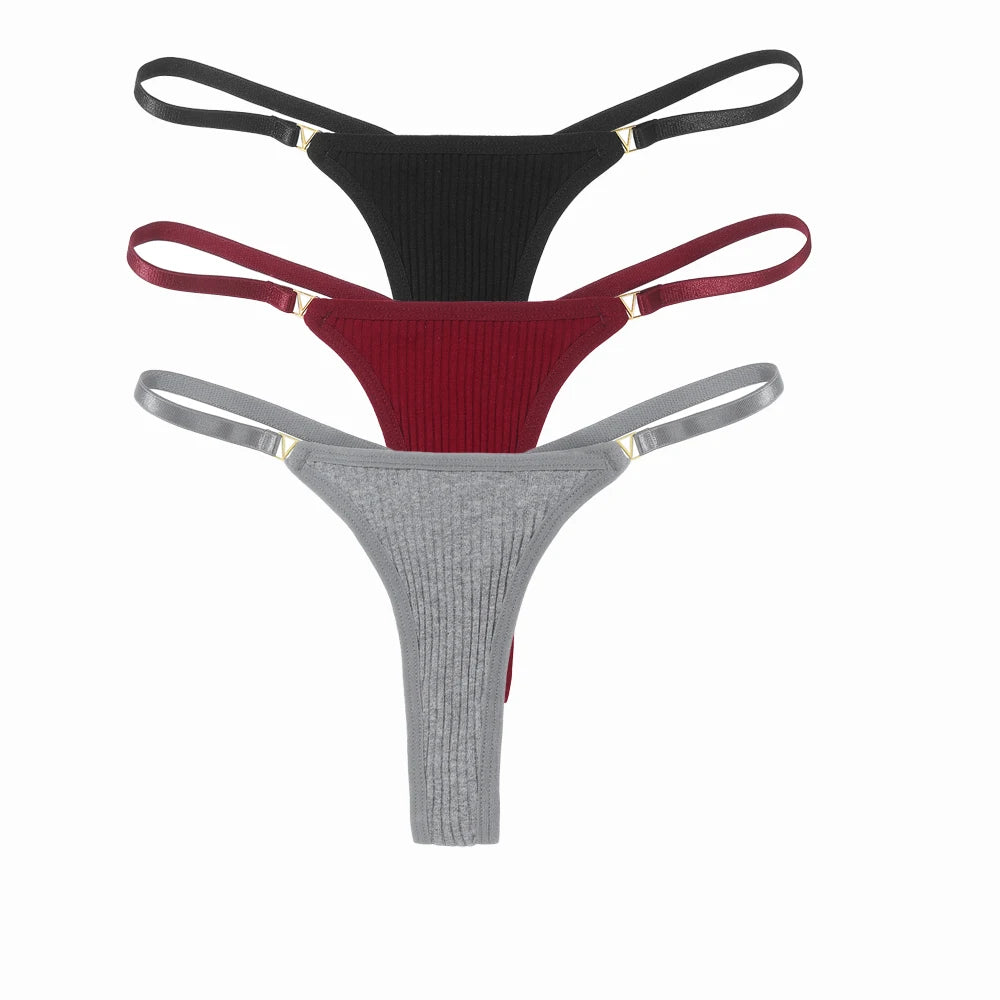 3 Pack Set Women's Panties Cotton Thongs Low Rise G String Solid Color Seamless Female Underpants Lingerie Underwear The Clothing Company Sydney
