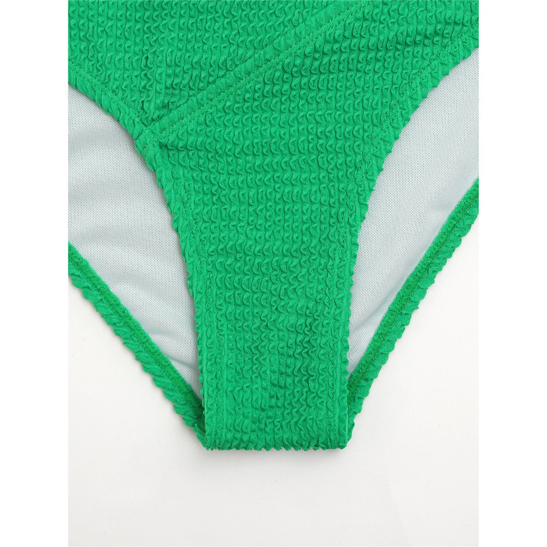 2 Piece Wrinkled Crinkled High Waist Bikini Swimsuit Women Swimwear Bather Bathing Suit Bikini Set The Clothing Company Sydney