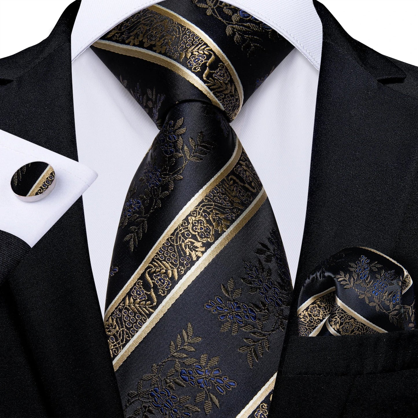 Plaid Print Men's Tie Set 8cm Width Neck Tie Handkerchief Cufflinks Business Wedding Tie Gift Set The Clothing Company Sydney