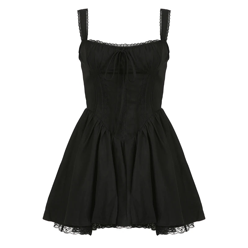 Lace Panel A-line Dress White Coquette Party Holiday Sleeveless Mini Corset Elegant Dress The Clothing Company Sydney