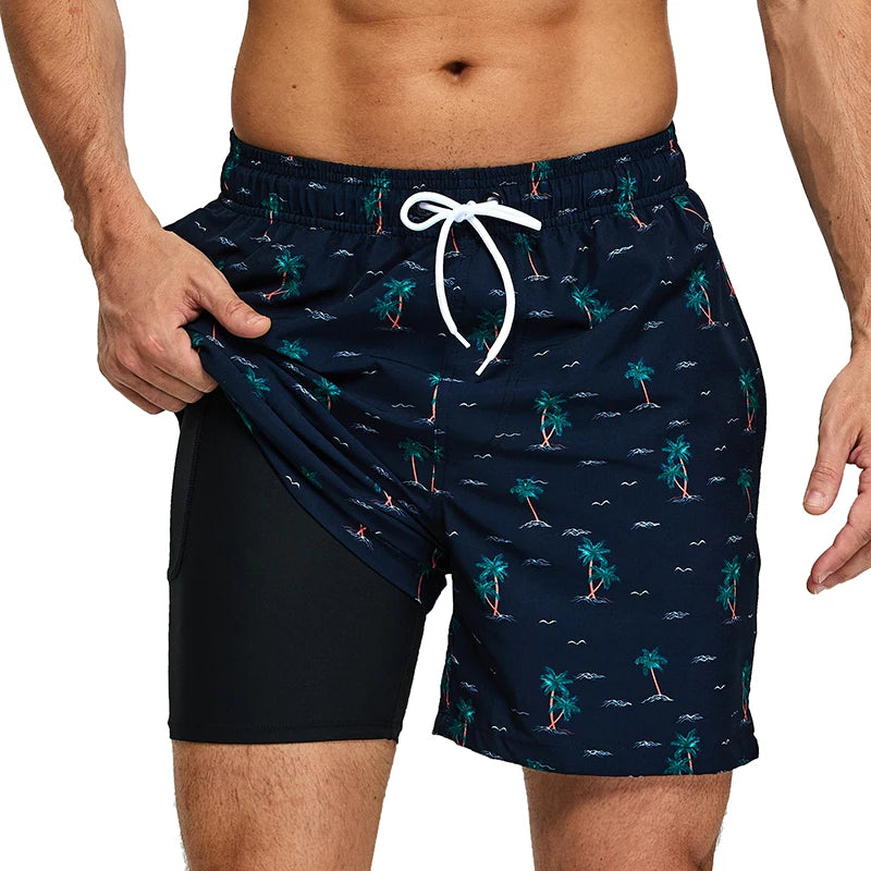 Polyester Swimming Shorts Men Gym Board Quickly Dry Elastic Waist Beach Pants Board Shorts - The Clothing Company Sydney