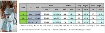Comfy 2 Piece Pajama Set Retro Bow Sleeveless Camis Crop Tops + Shorts Y2K Women Sleepwear Loungewear - The Clothing Company Sydney