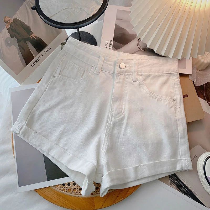 High Waist Plus-size Women Jeans Student Casual Versatile Trendy A- line Hot Pants Cotton Jeans Shorts The Clothing Company Sydney