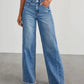 Spring Summer Women's Clothing Solid Color Loose Wide Leg Side Seam Stitching Frayed Hem Jeans The Clothing Company Sydney