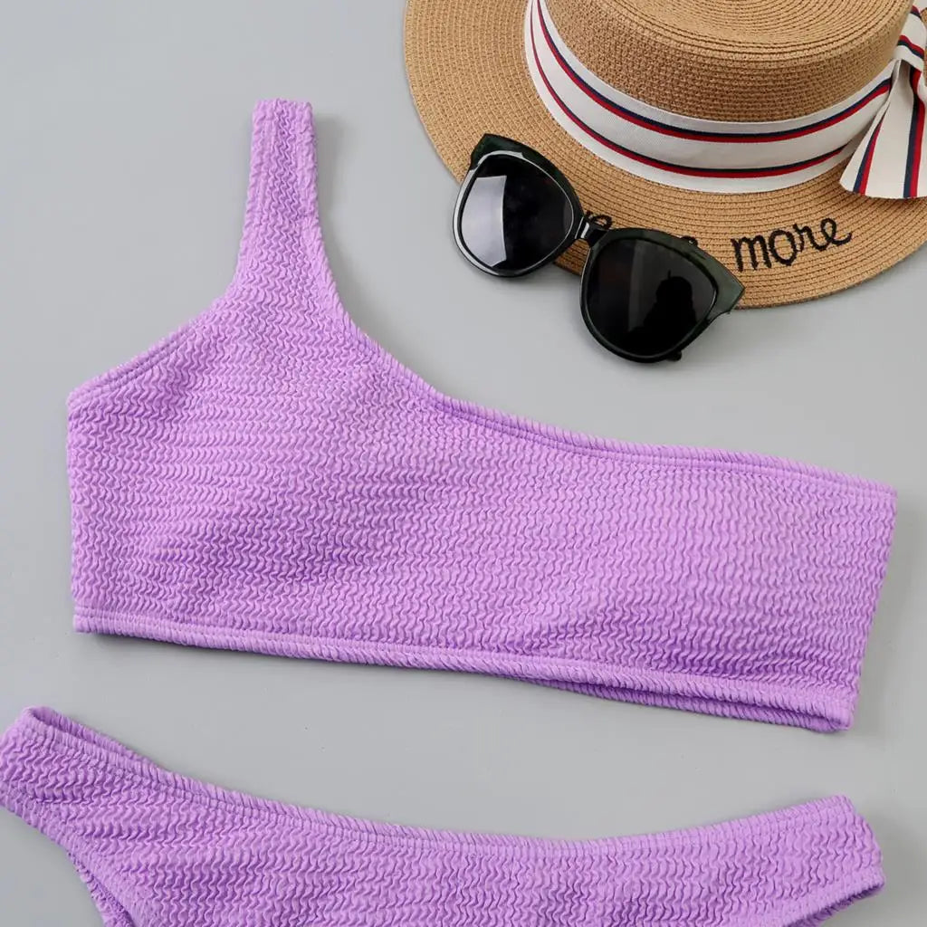 One Shoulder Bikini Women Swimwear Swimsuit Solid Beachwear Bathers Bathing Suit The Clothing Company Sydney