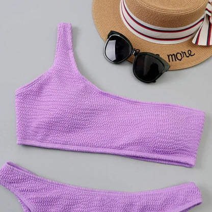 One Shoulder Bikini Women Swimwear Swimsuit Solid Beachwear Bathers Bathing Suit The Clothing Company Sydney