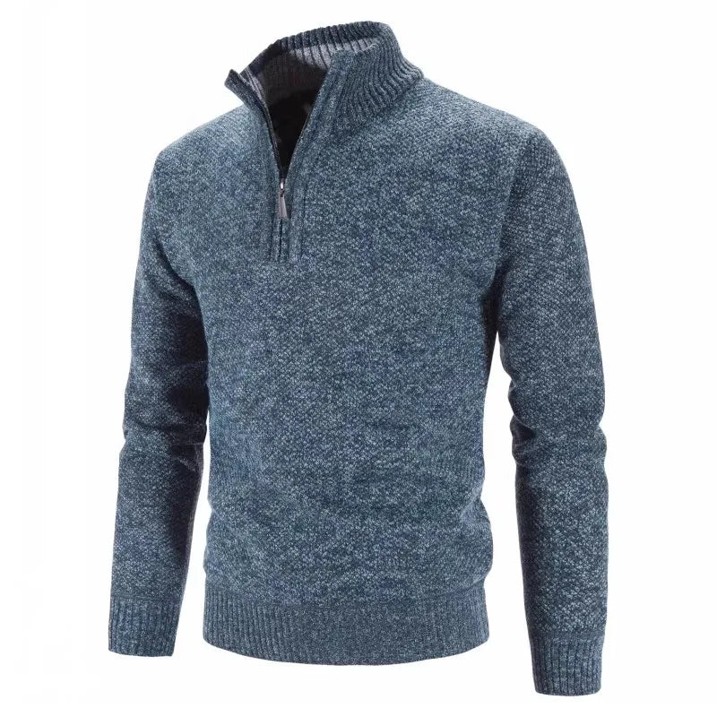 Long Sleeve Knitted Sweater Men Pullovers Solid Color Zipper Mock Neck Slim Fit Knit Pullovers Casual Sweater The Clothing Company Sydney