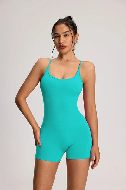 One Piece Backless Women's Bodysuit Yoga Combi-pants Shorts Jumpsuits Gym-to-Street Overalls Summer Fitness Jumpsuit Romper - The Clothing Company Sydney