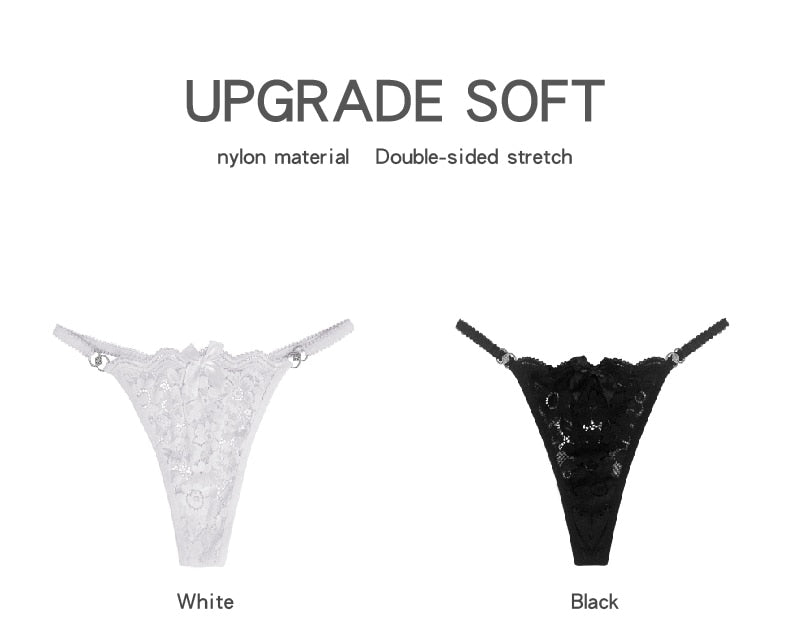 3 Piece Set Women's Lace Panties Perspective Underwear Low Waist Thin Strap Rhinestone Thong G-string Breathable Soft Lingerie The Clothing Company Sydney