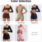 2 Piece Long Sleeve Gym Set Women Yoga Clothes Quick-Drying Sportswear Running Leggings Workout Sports Crop Top Shorts
