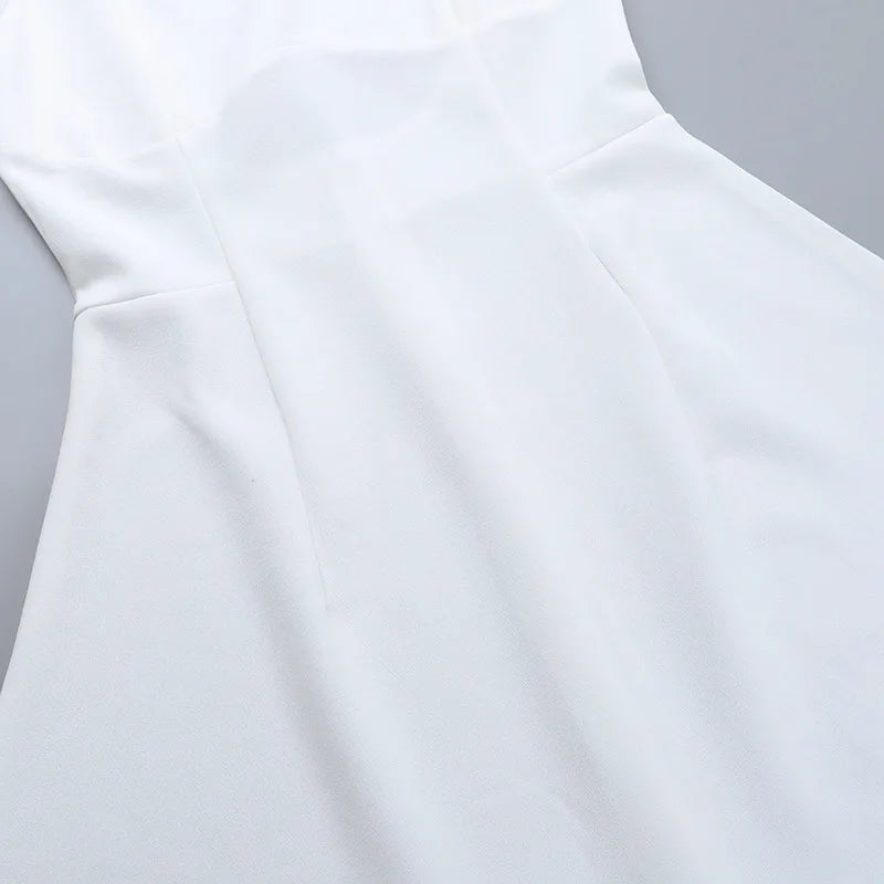 Women's Summer Short Backless Wedding Party Elegant Casual White Slip Sundress Sleeveless Dress - The Clothing Company Sydney