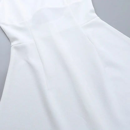 Women's Summer Short Backless Wedding Party Elegant Casual White Slip Sundress Sleeveless Dress - The Clothing Company Sydney