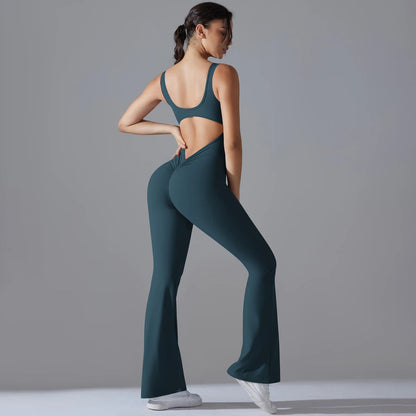 V Back Jumpsuit Gym Set Women Training Yoga Suit Sportswear Sports Fitness Rompers Stretch Workout Bodysuits The Clothing Company Sydney