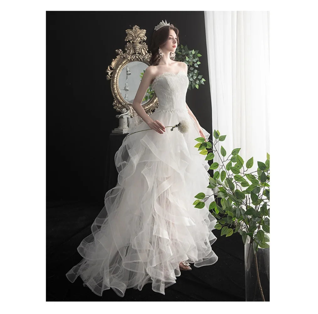 Long Back Light Wedding Dress Princess Fluffy Trailing Cake Skirt  Wedding Dress The Clothing Company Sydney