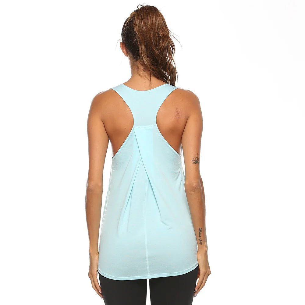 Women's Yoga Shirts Solid Sports Wear Fitness Gym Clothing Fit Top Workout Training Crop Tops Sleeveless Blouse T-shirts Quick Dry Top - The Clothing Company Sydney
