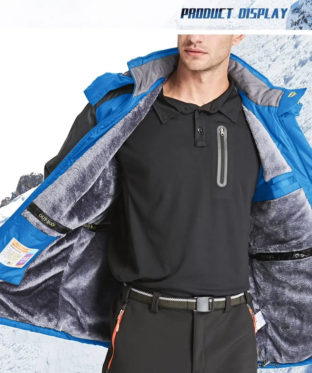 Winter Fleece Lining Parka Waterproof Men's Ski Snowboard Jackets Windproof Removable Hoodie Coats Casual Windbreaker - The Clothing Company Sydney