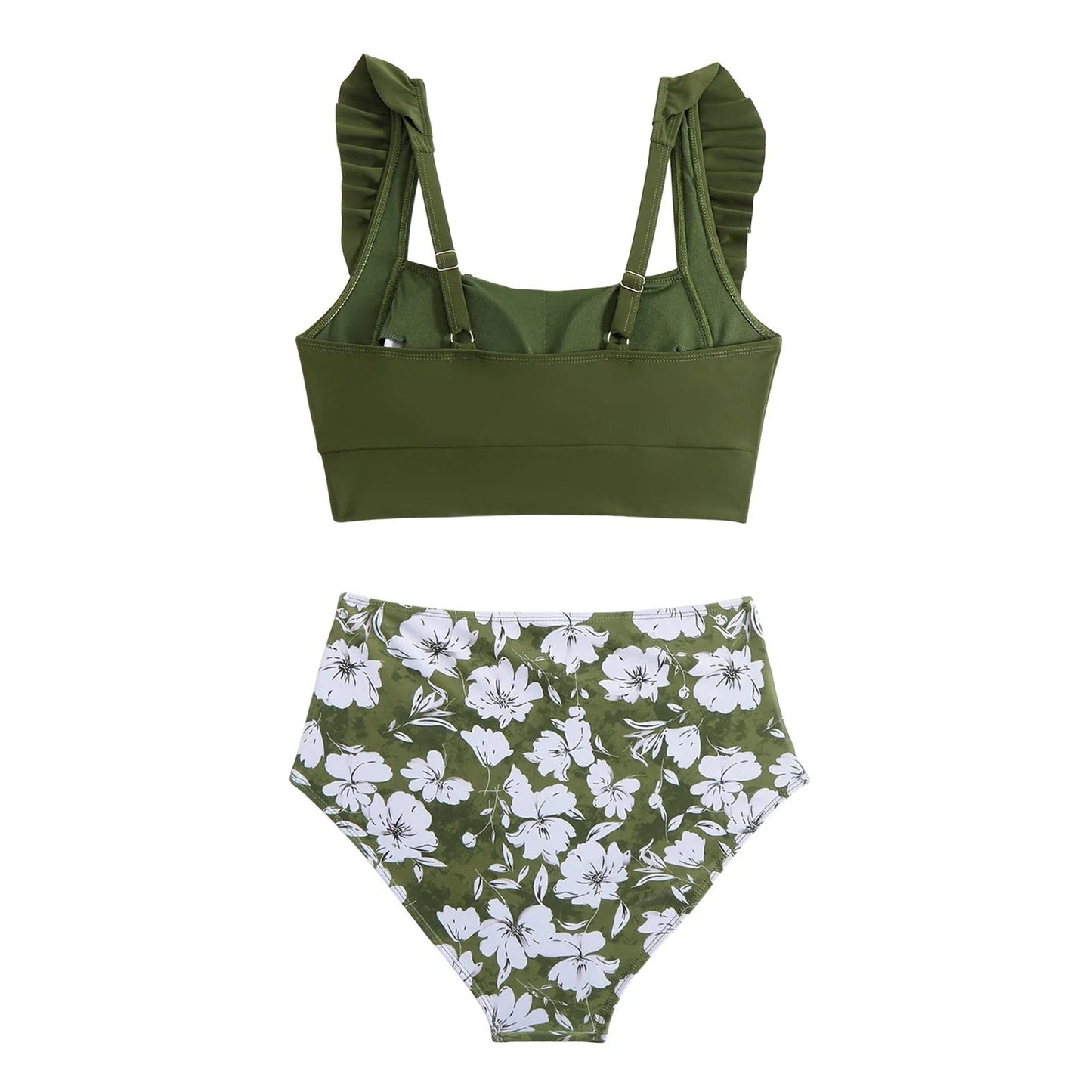 2 Piece Print Swimsuit Ruffle Swimwear Tops And High Waist Bikini Swim Shorts The Clothing Company Sydney