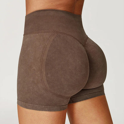 High Waist Yoga Bicycle Shorts Women Sand Washed Workout Shorts Fitness Yoga Lift Butt Fitness Yoga Gym Running Bike Short Pants The Clothing Company Sydney