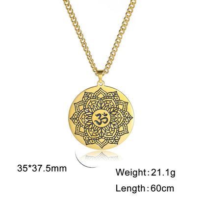 Yoga Lotus Om Aum Symbol Pendant Necklace Hindu Buddhist Stainless Steel Chain Meditation Spiritual Religious Jewellery The Clothing Company Sydney