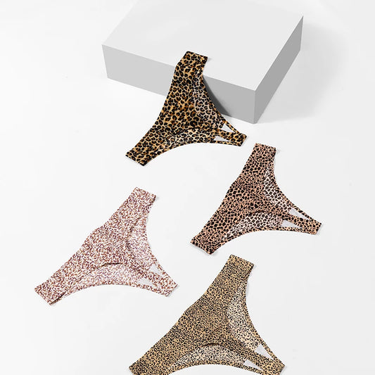3 Pack Women's Panties Leopard Print Thongs Seamless Underwear Lingerie G-Strings T-Back - The Clothing Company Sydney