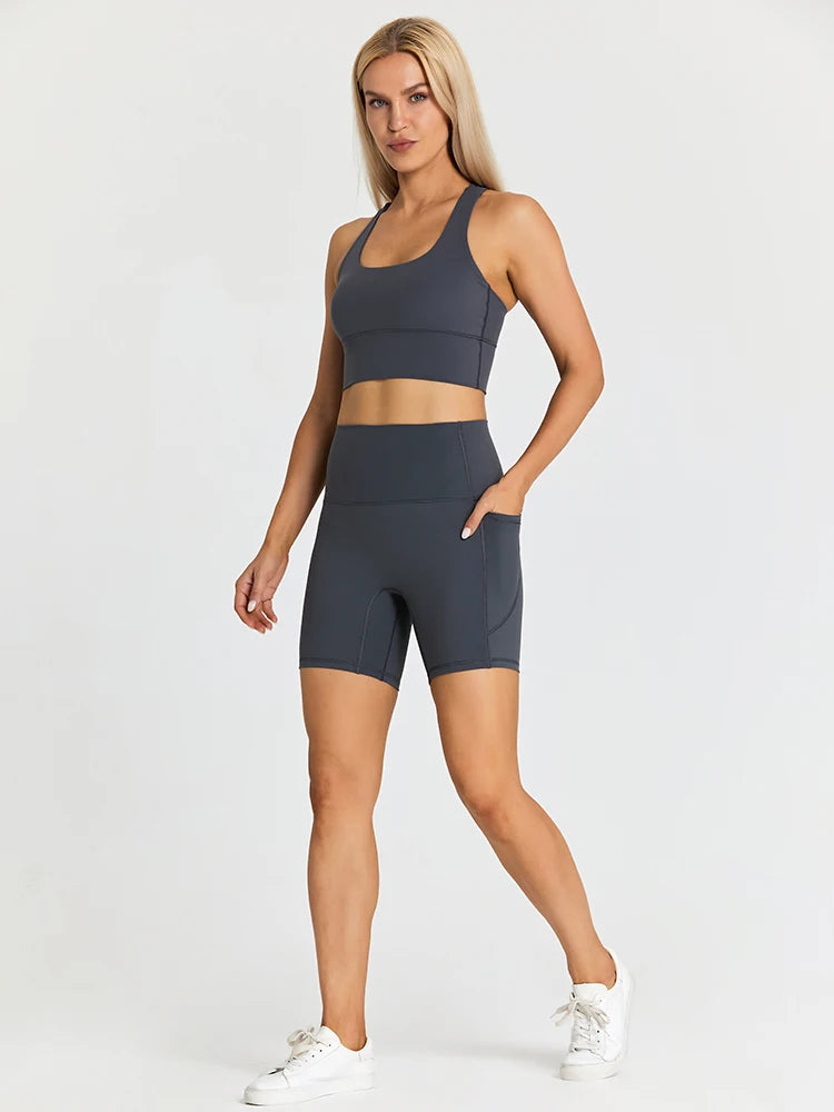 Yoga Shorts Set Women Fitness Suit 2 Piece Sports Gym Wear Workout Clothes Running Sportswear Sport Outfit The Clothing Company Sydney