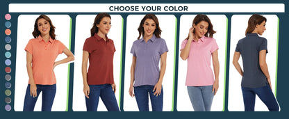UPF 50+ Performance Polo Shirts Women's Quick Dry Short Sleeve T-shirts Athletic Tennis Golf Shirt Polo Top - The Clothing Company Sydney
