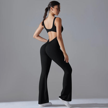 V Back Jumpsuit Gym Set Women Training Yoga Suit Sportswear Sports Fitness Rompers Stretch Workout Bodysuits The Clothing Company Sydney