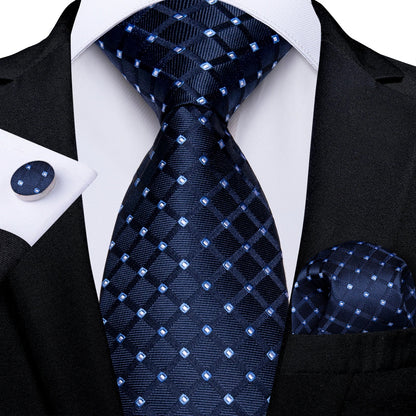 Plaid Print Men's Tie Set 8cm Width Neck Tie Handkerchief Cufflinks Business Wedding Tie Gift Set The Clothing Company Sydney