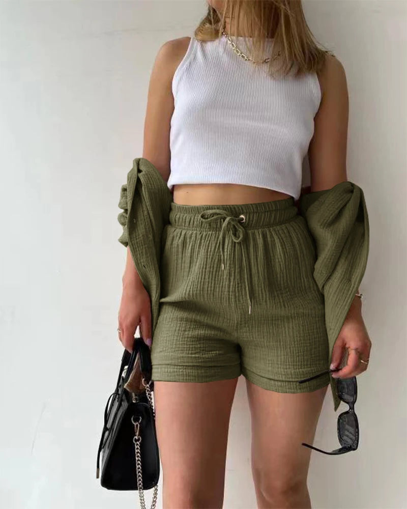 Summer Women's Suit Short Sets Outfits Suit Two Piece Button Up Matching Outfit Set - The Clothing Company Sydney