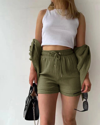 Summer Women's Suit Short Sets Outfits Suit Two Piece Button Up Matching Outfit Set - The Clothing Company Sydney