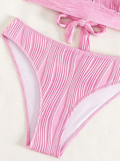 2 Piece Wrinkled Crinkled Bikini Swimwear Swimsuit Two-pieces Bikini Set High Cut Bathing Suit Swim Beach Wear The Clothing Company Sydney